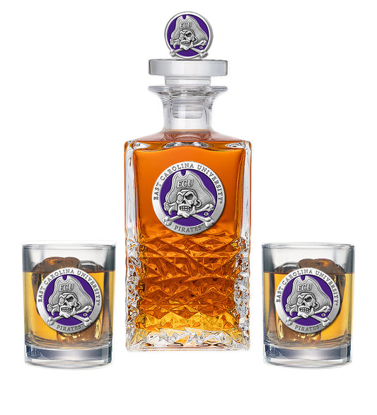 East Carolina University Heritage Decanter with 3D Top & 2 Glasses