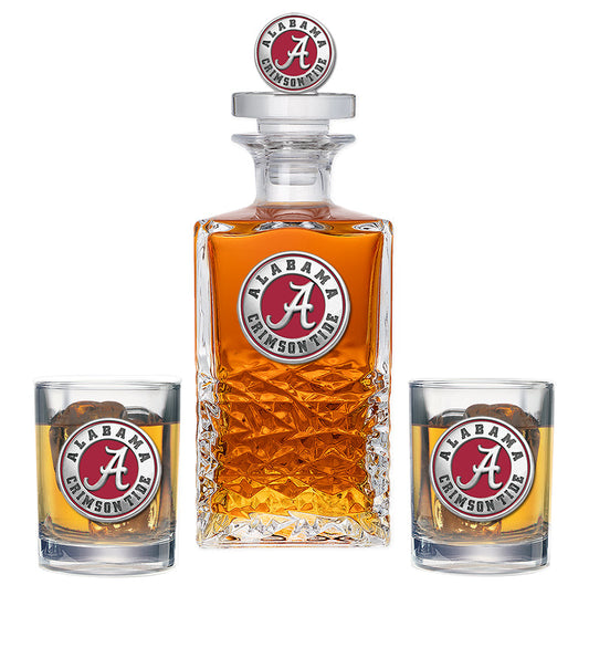 University of Alabama Heritage Decanter with 3D Top & 2 Glasses