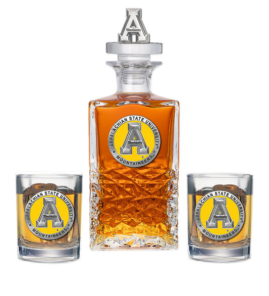Appalachian State University Heritage Decanter with 3D Top & 2 Glasses