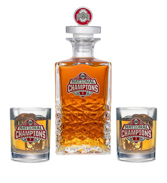 2024-25 Ohio State Football Championship Heritage Decanter with 3D Top & 2 Glasses
