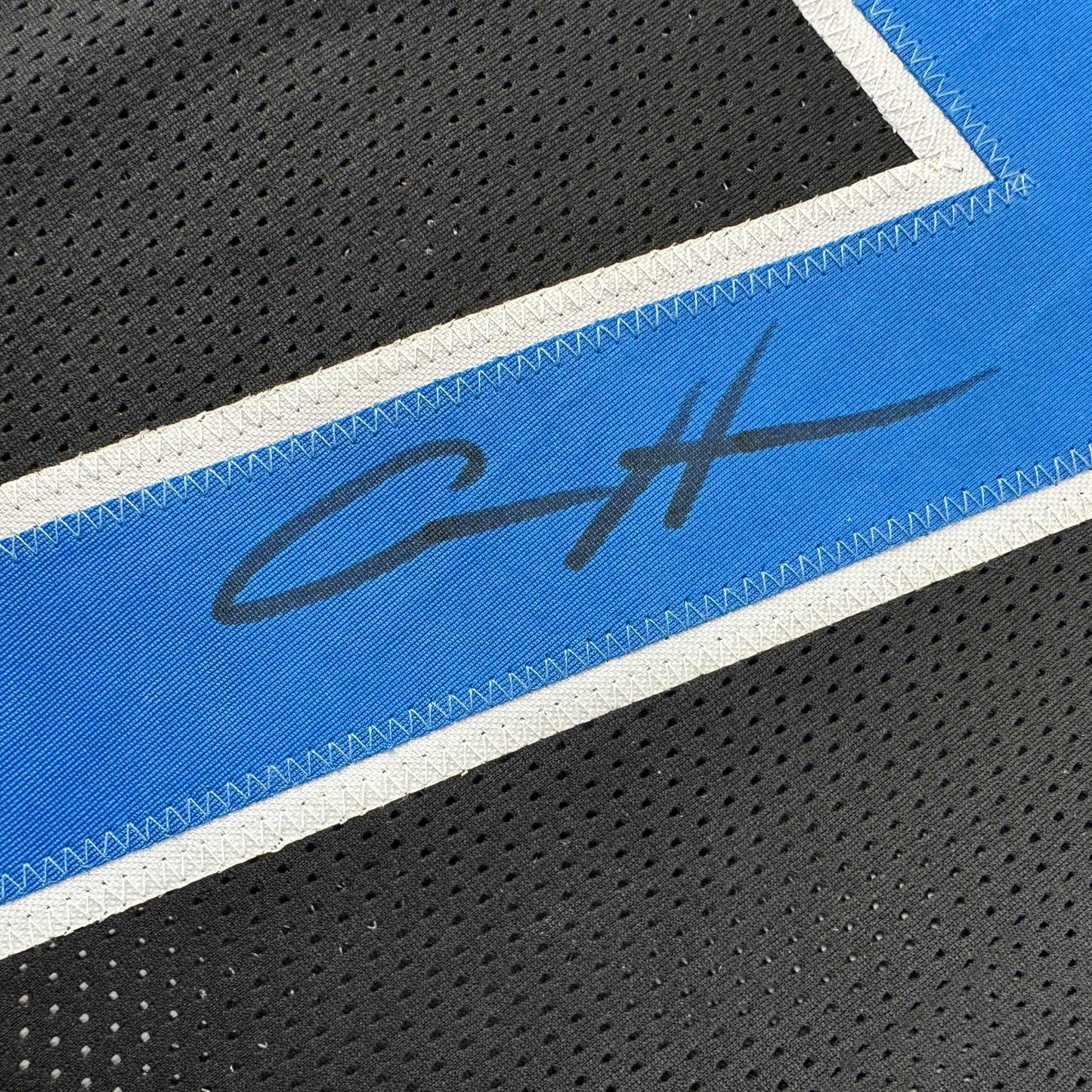 Autographed/Signed Aidan Hutchinson Detroit Black Football Jersey Beckett BAS COA