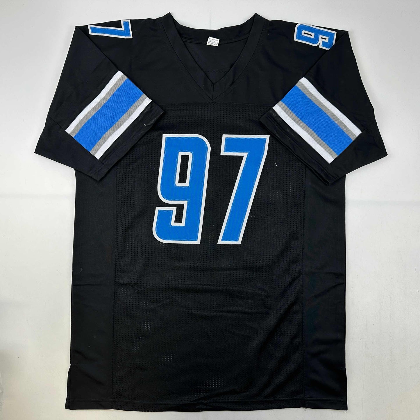 Autographed/Signed Aidan Hutchinson Detroit Black Football Jersey Beckett BAS COA