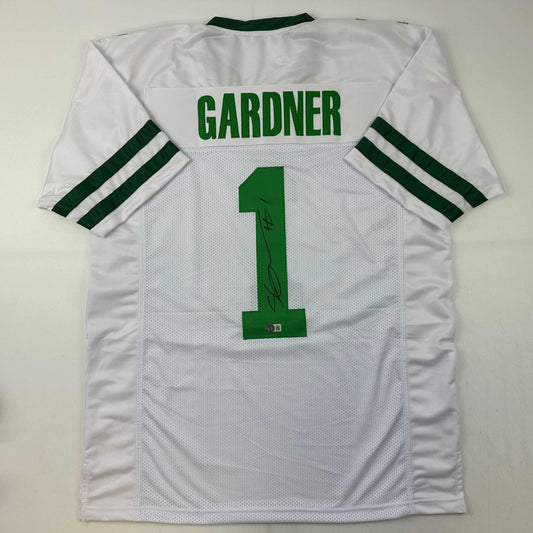 Autographed/Signed Ahmad Sauce Gardner New York White Retro Football Jersey Beckett BAS COA