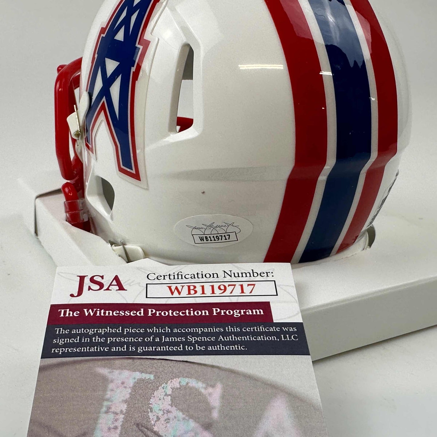Autographed/Signed Earl Campbell Houston Oilers Mini Football Helmet JSA COA