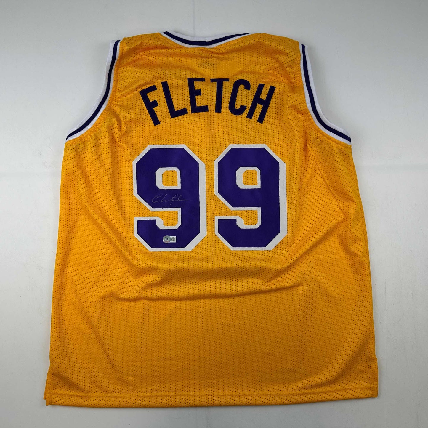 Autographed/Signed Chevy Chase Fletch Los Angeles LA Yellow Basketball Jersey Beckett BAS COA