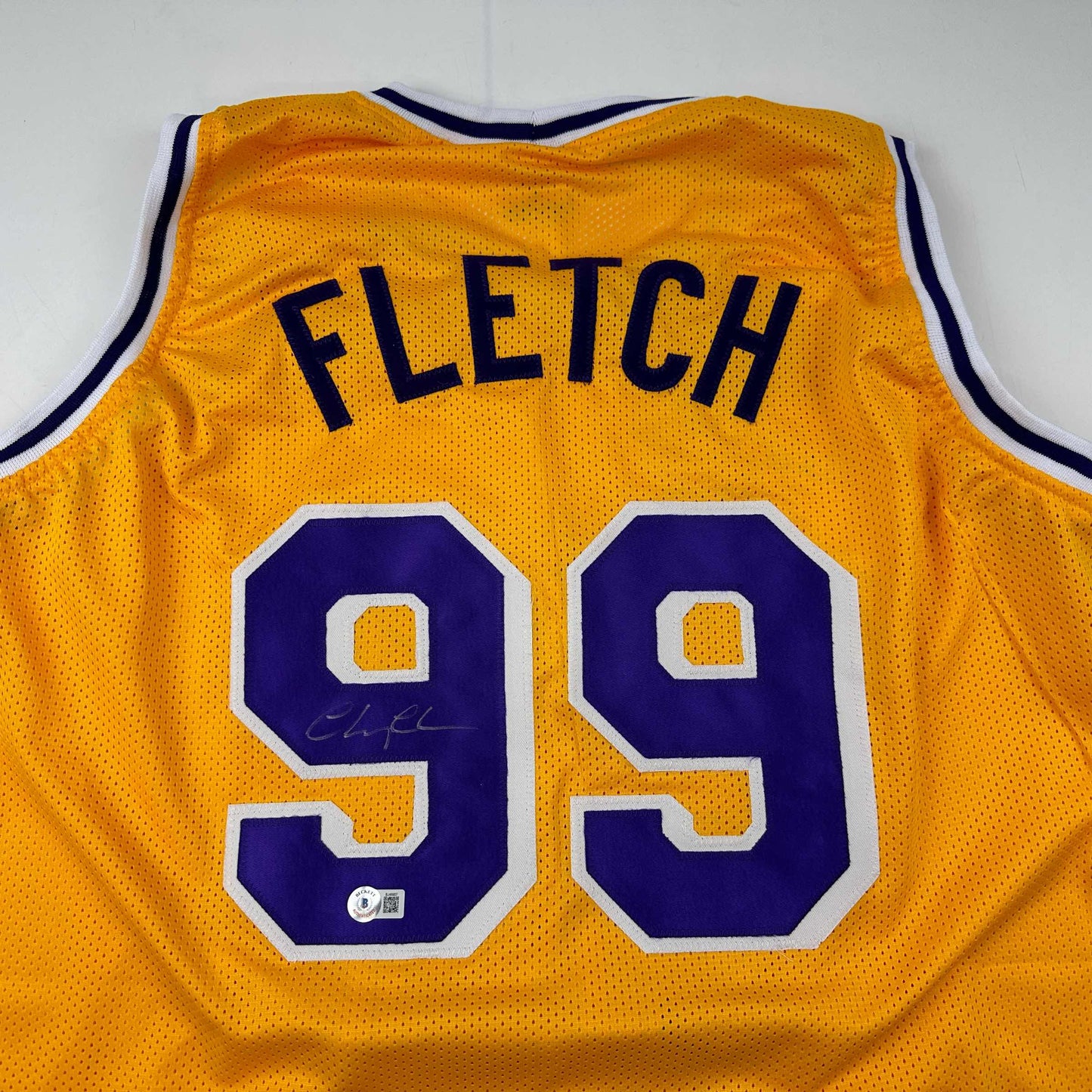 Autographed/Signed Chevy Chase Fletch Los Angeles LA Yellow Basketball Jersey Beckett BAS COA