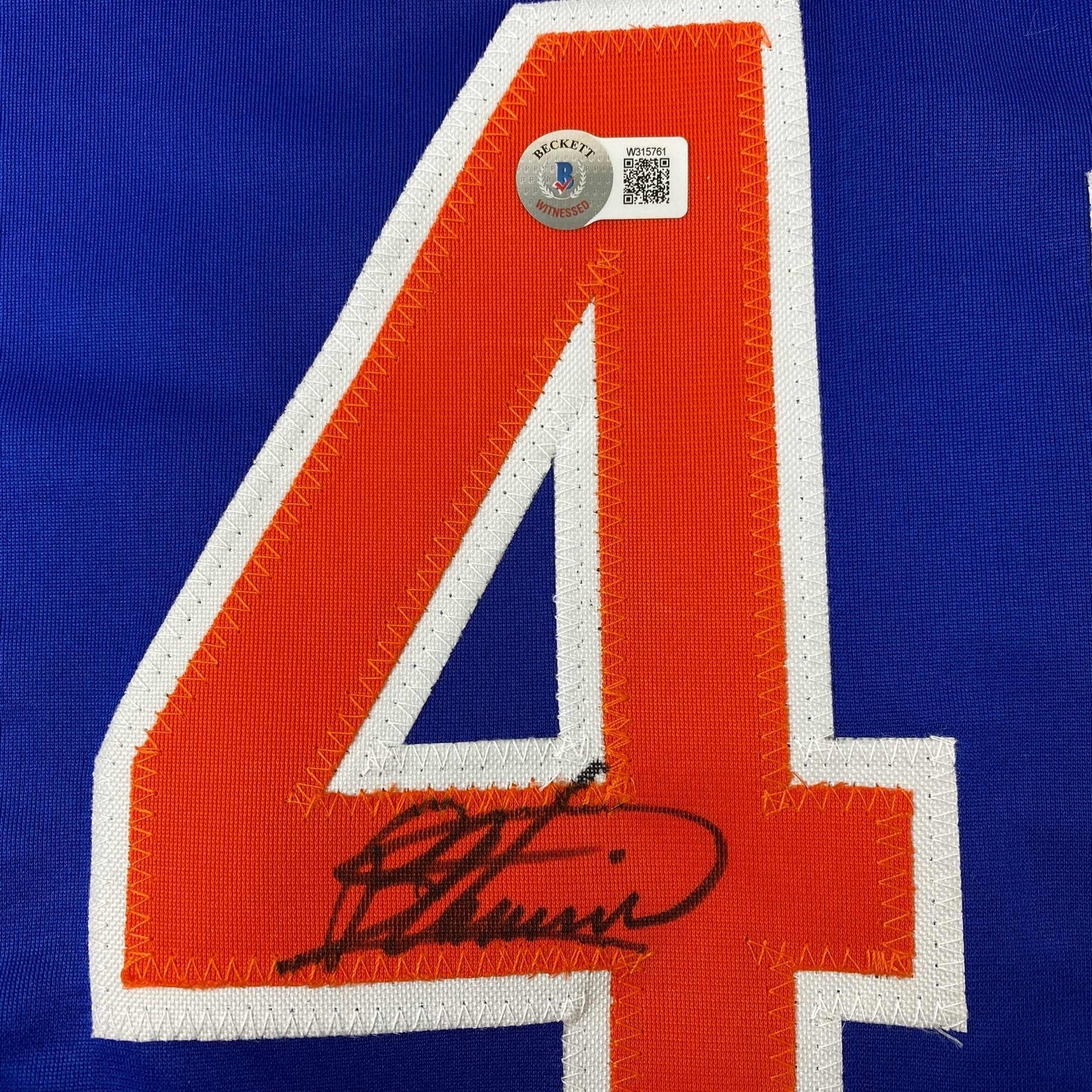 Autographed/Signed Bartolo Colon New York Blue Baseball Jersey Beckett BAS COA