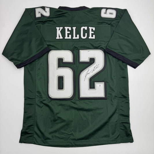 Autographed/Signed Jason Kelce Philadelphia Green Football Jersey PSA COA
