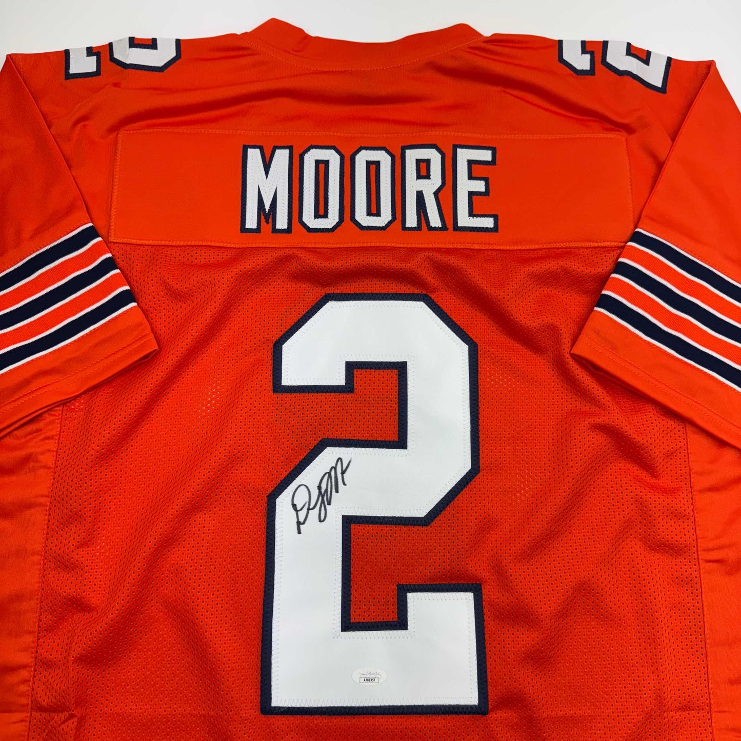 Autographed/Signed D.J. DJ Moore Chicago Retro Orange Football Jersey Beckett JSA COA