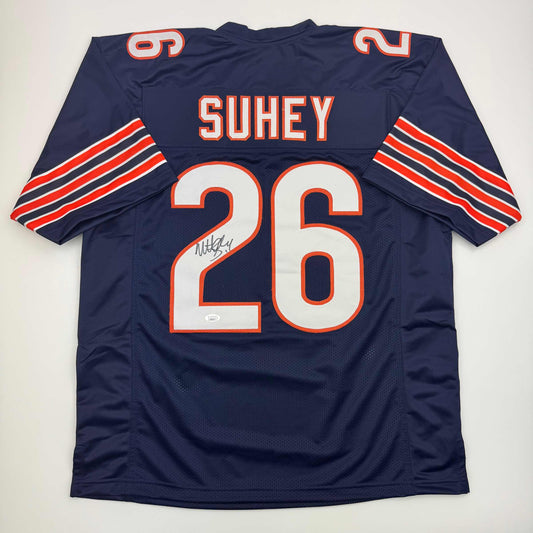 Autographed/Signed Matt Suhey Chicago Blue Football Jersey JSA COA