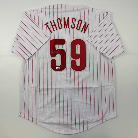Autographed/Signed Rob Thomson Philadelphia Pinstripe Baseball Jersey Beckett BAS COA