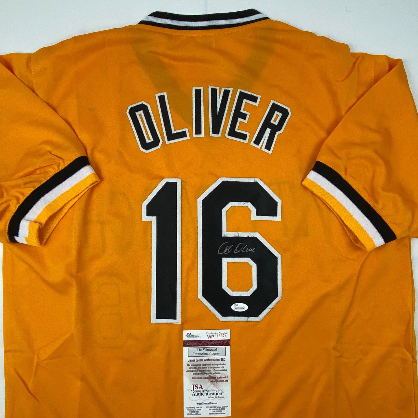 Autographed/Signed Al Oliver Pittsburgh Yellow Baseball Jersey JSA COA