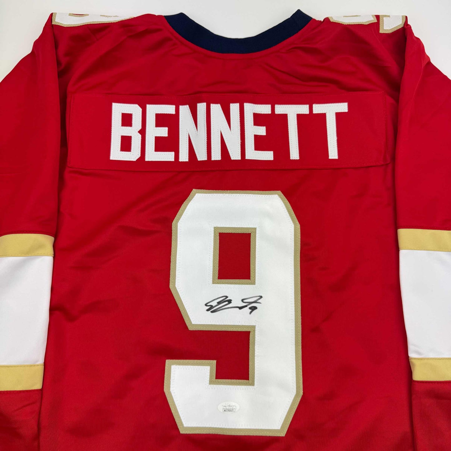 Autographed/Signed Sam Bennett Florida Red Hockey Jersey JSA COA