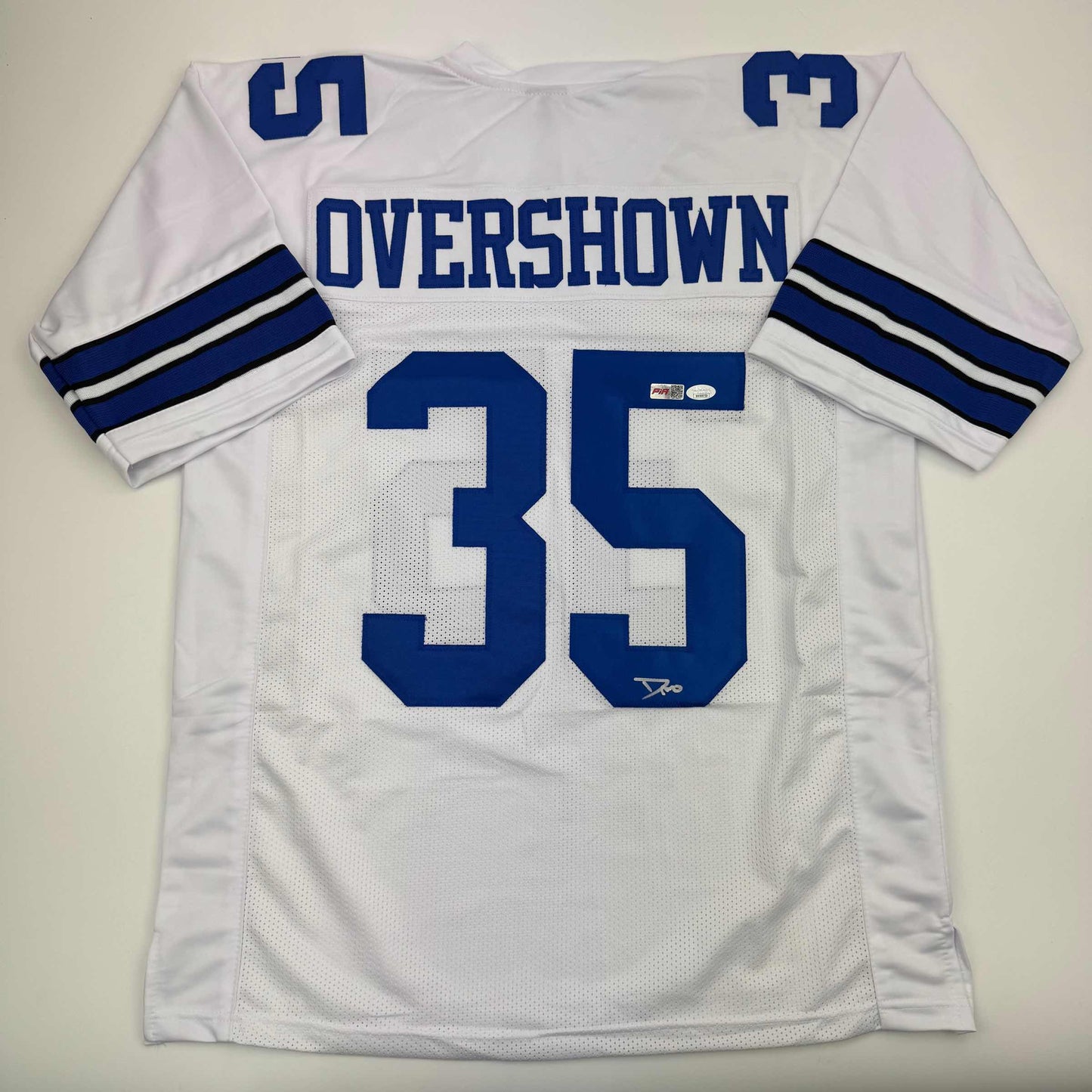 Autographed/Signed DeMarvion Overshown Dallas White Football Jersey JSA COA