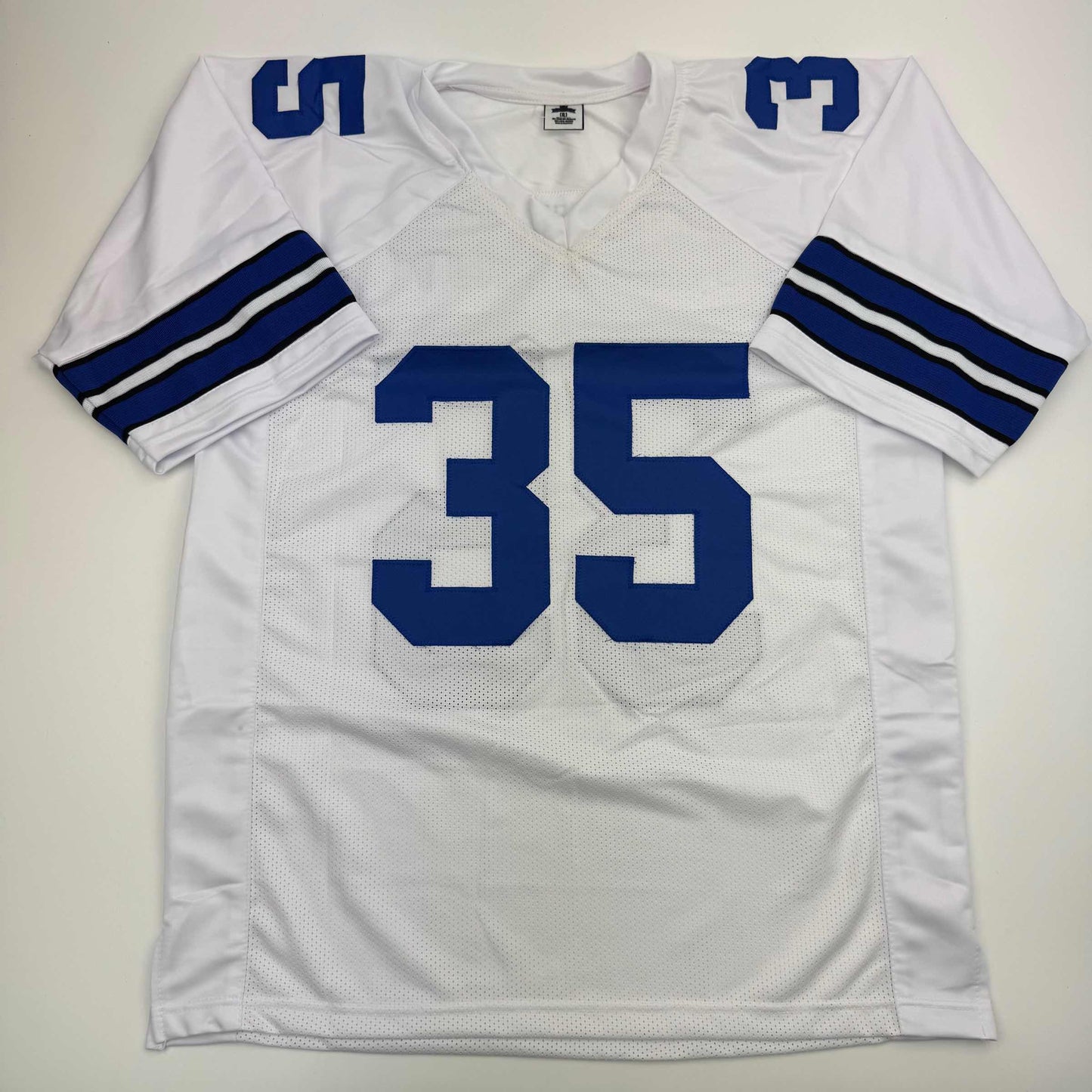 Autographed/Signed DeMarvion Overshown Dallas White Football Jersey JSA COA