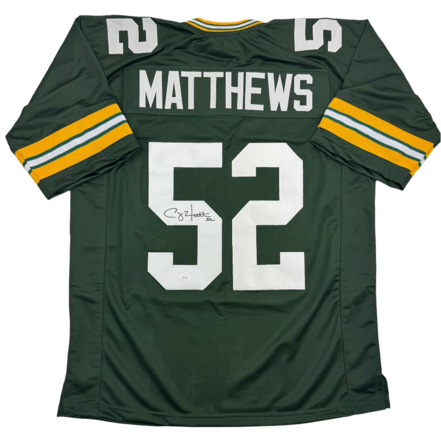 Autographed/Signed Clay Matthews Green Bay Green Football Jersey JSA COA