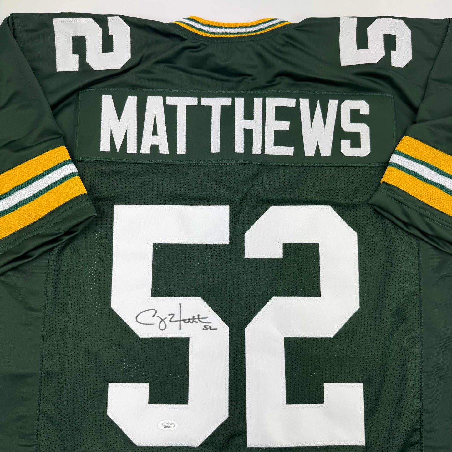 Autographed/Signed Clay Matthews Green Bay Green Football Jersey JSA COA
