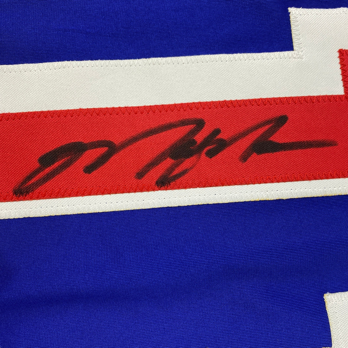 Autographed/Signed Mark Messier New York Blue Hockey Jersey JSA COA
