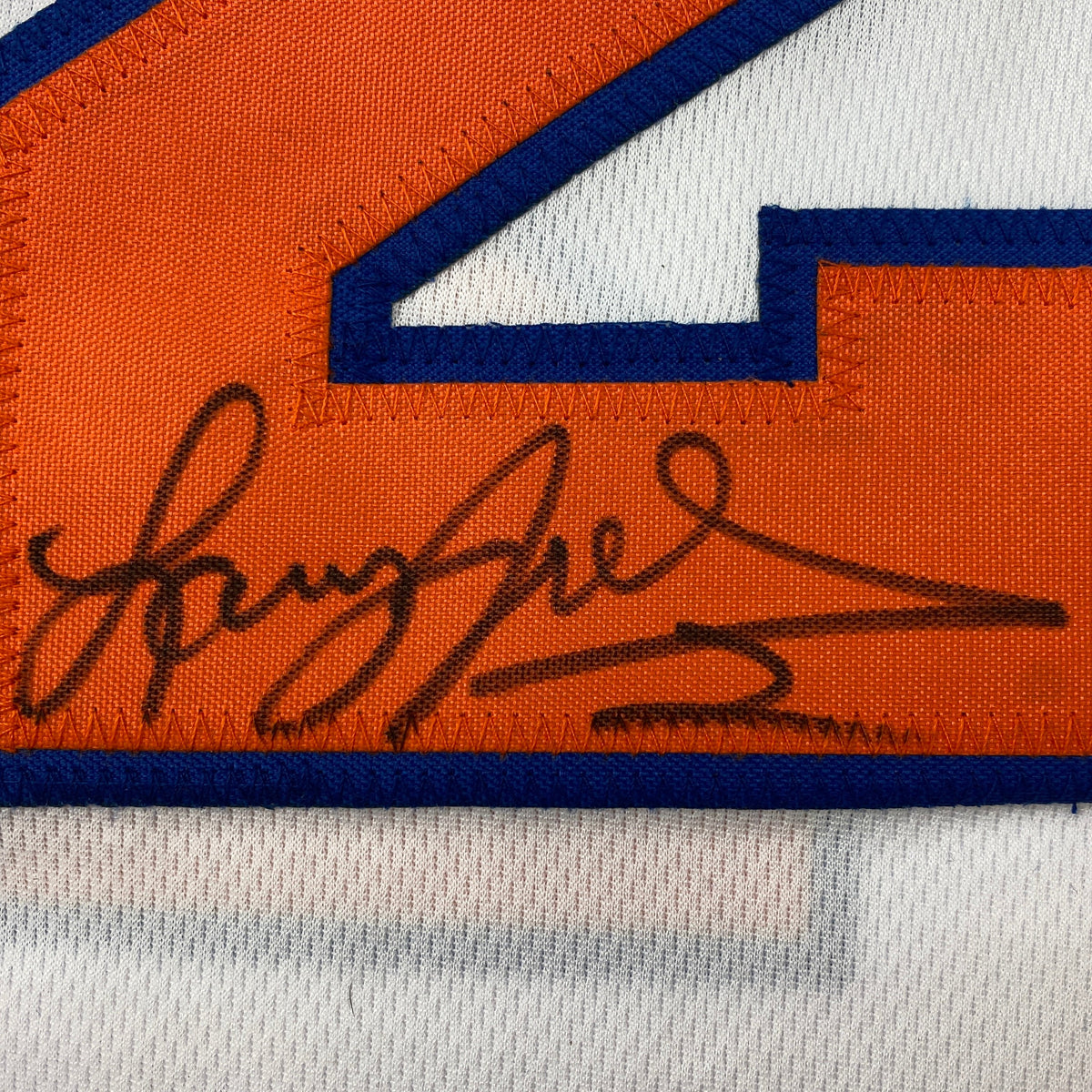 Autographed/Signed Larry Johnson New York White Basketball Jersey JSA COA