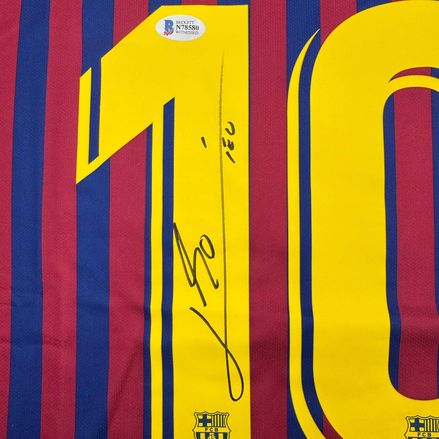 Autographed/Signed Lionel Leo Messi FC Barcelona Soccer Jersey Beckett BAS COA