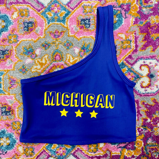 University of Michigan Bold Stars One Shoulder Top