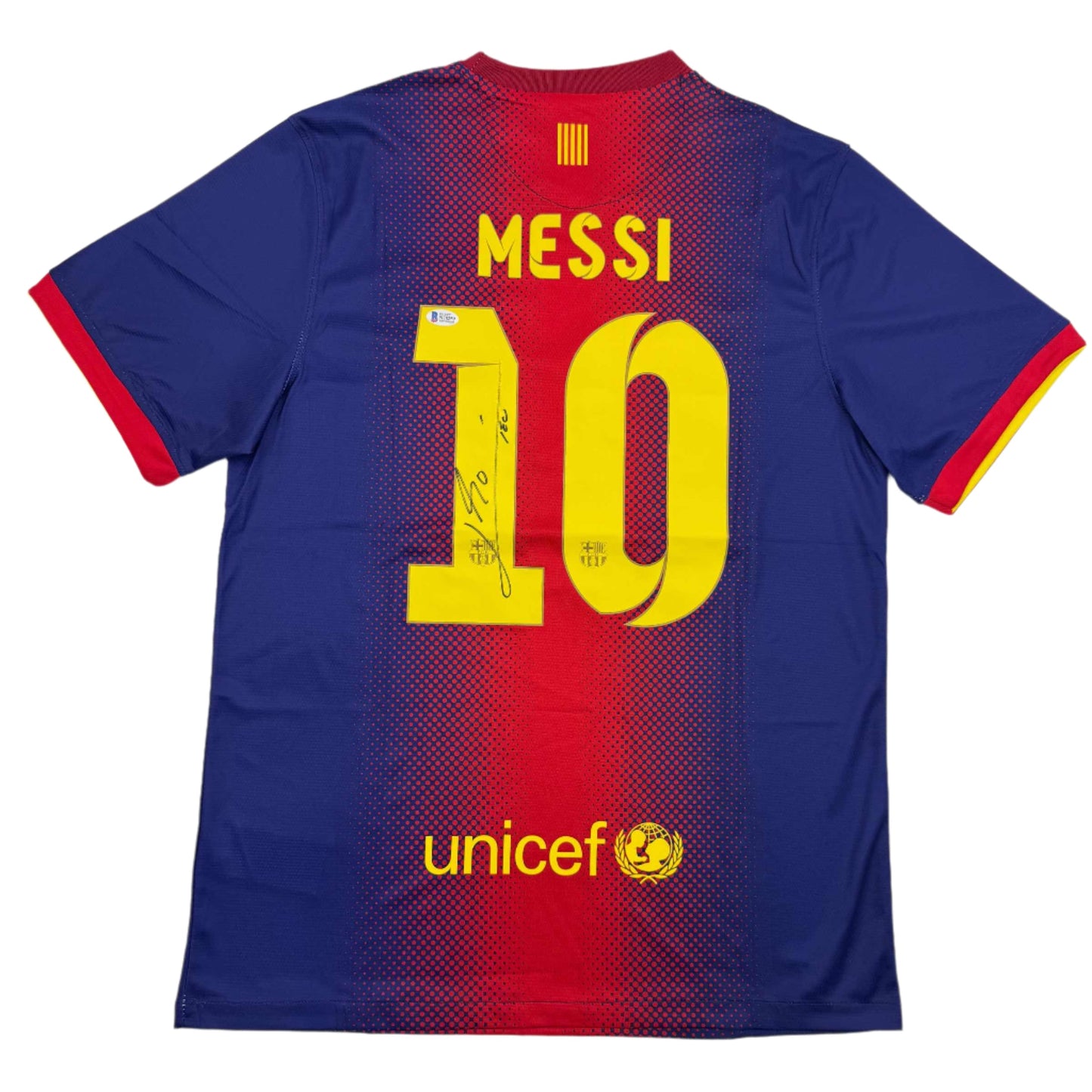 Autographed/Signed Lionel Leo Messi FC Barcelona Soccer Jersey Beckett BAS COA