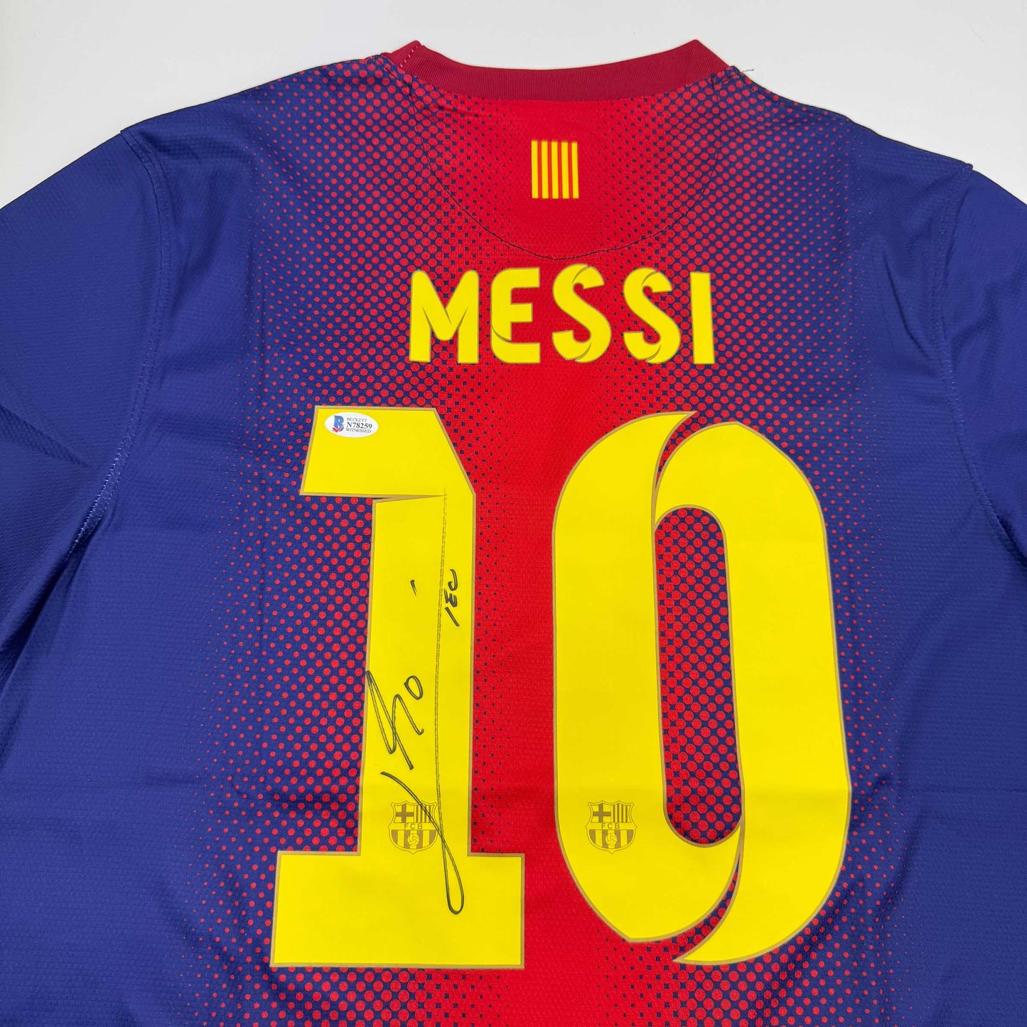 Autographed/Signed Lionel Leo Messi FC Barcelona Soccer Jersey Beckett BAS COA