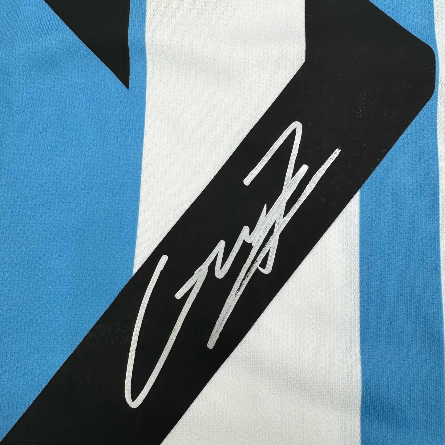 Framed Autographed/Signed Alejandro Garnacho 35x39 Argentina Blue Soccer Futbol Jersey Beckett BAS COA