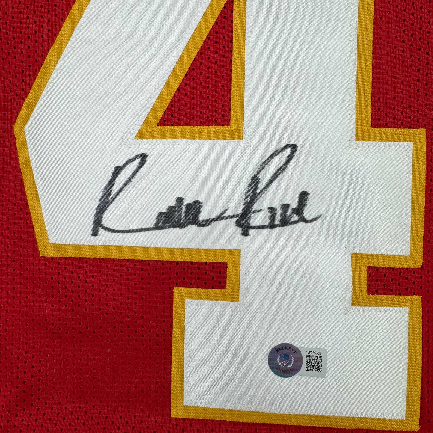 Framed Autographed/Signed Rashee Rice 35x39 Kansas City Red Football Jersey Beckett BAS COA