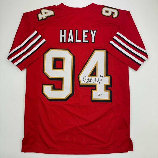 Autographed/Signed Charles Haley San Francisco Red Alternate Football Jersey JSA COA