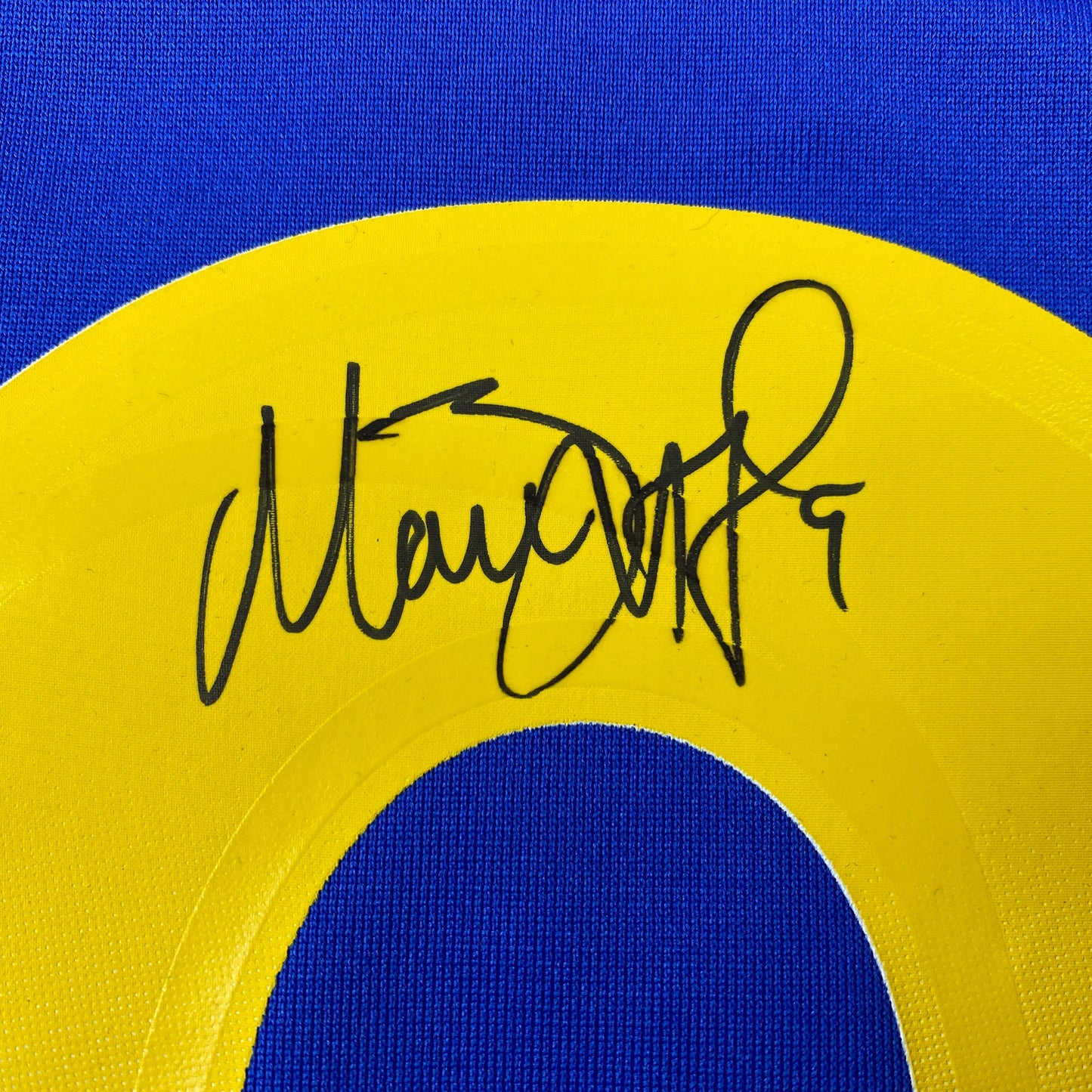 Autographed/Signed Matthew Stafford Los Angeles Rams Blue Authentic Nike Game Super Bowl LVI Football Jersey Fanatics COA