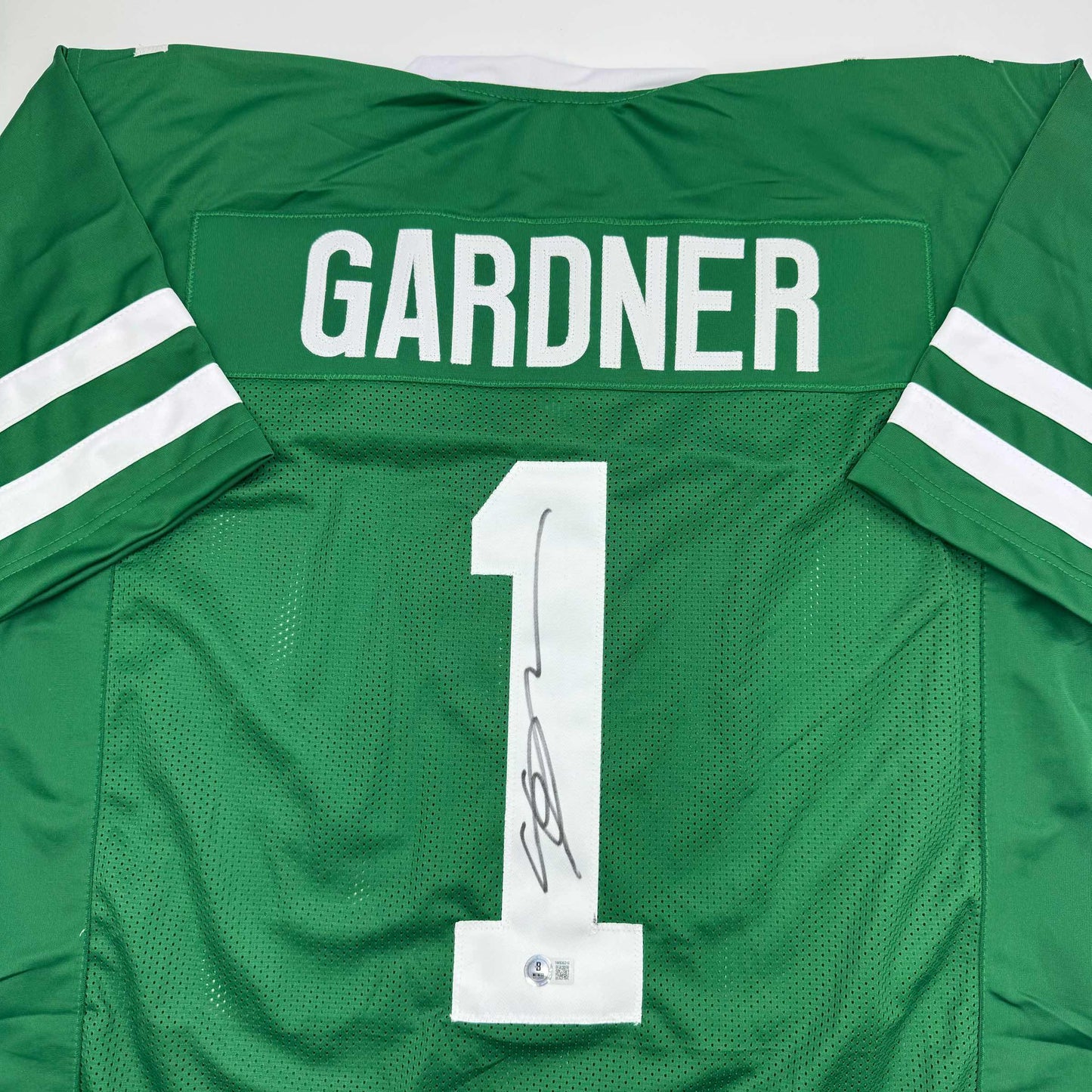 Autographed/Signed Ahmad Sauce Gardner New York Green Football Jersey Beckett BAS COA #2