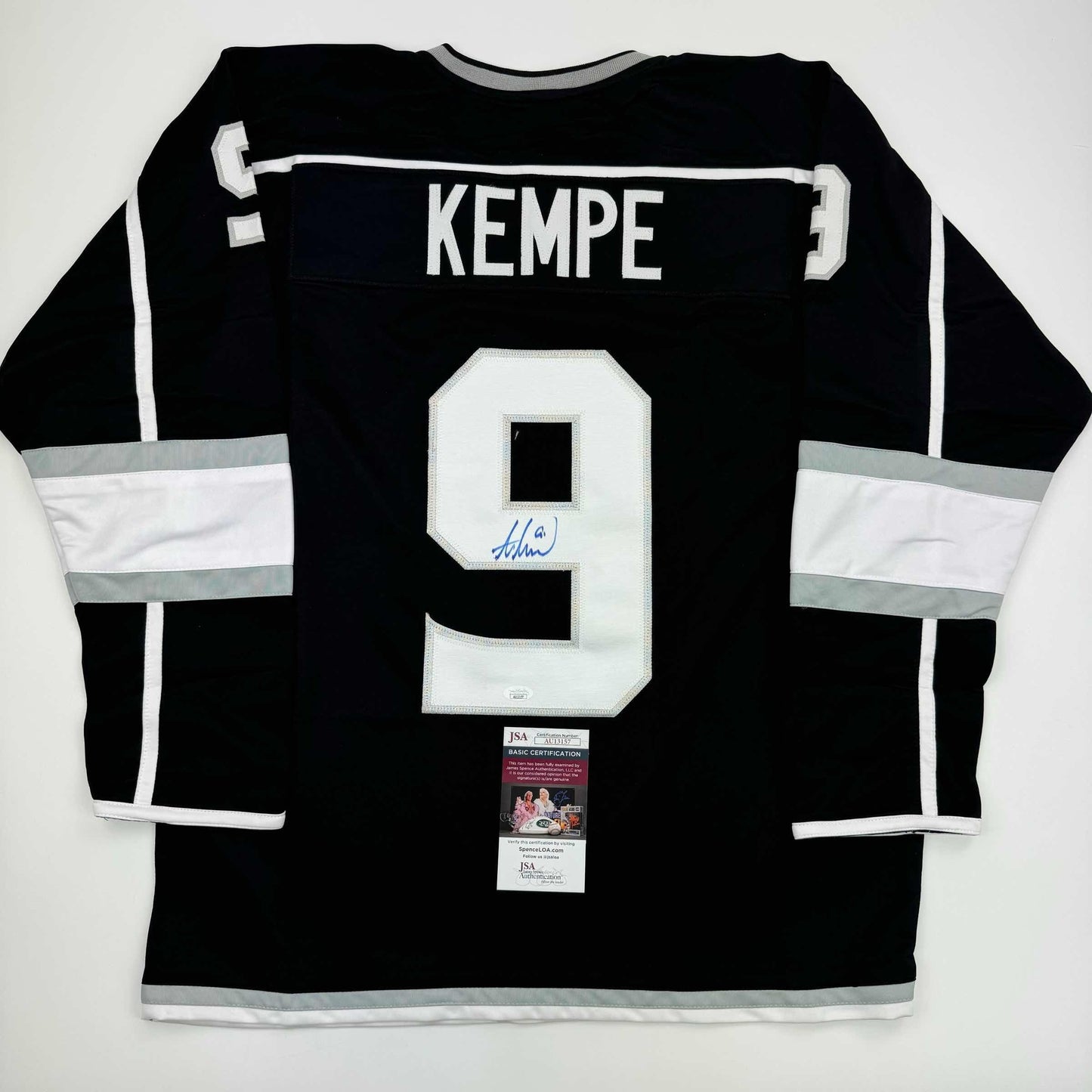 Autographed/Signed Adrian Kempe Los Angeles LA Black Hockey Jersey JSA COA