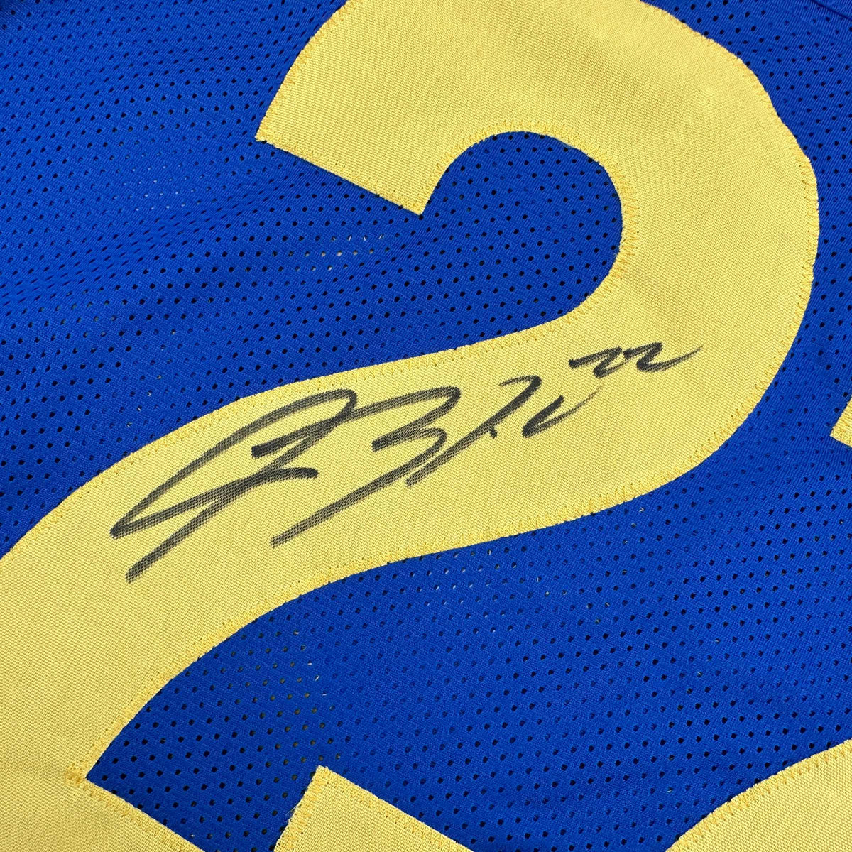 Autographed/Signed Blake Corum Los Angeles LA Blue Football Jersey Beckett BAS COA