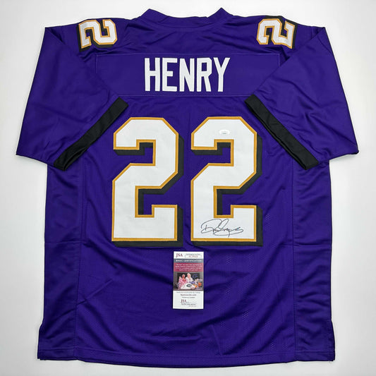 Autographed/Signed Derrick Henry Baltimore Purple Football Jersey JSA COA
