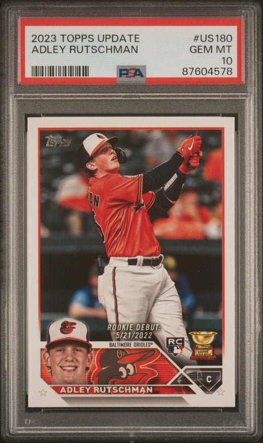 Graded 2023 Topps Update Adley Rutschman #US180 Rookie RC Baseball Card PSA 10 Gem Mint