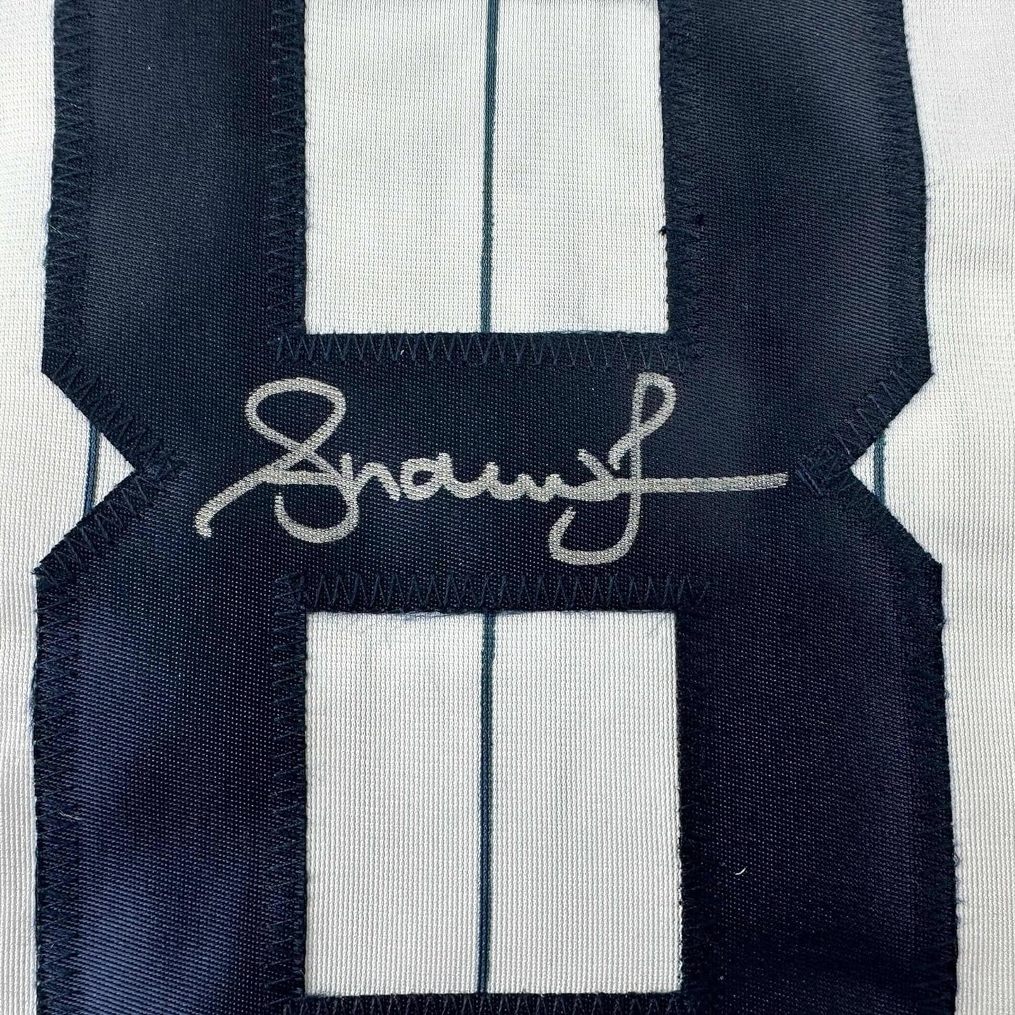 Framed Autographed/Signed Andruw Jones 35x39 New York Pinstripe Baseball Jersey JSA COA