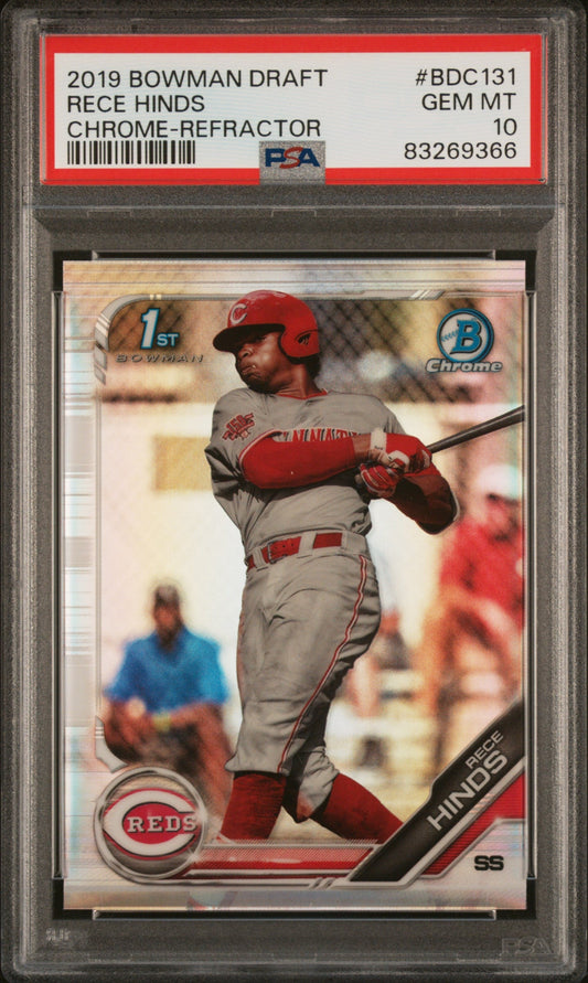 Graded 2019 Topps Bowman Draft Rece Hinds #BDC131 Chrome Refractor Rookie RC Baseball Card PSA 10 Gem Mint