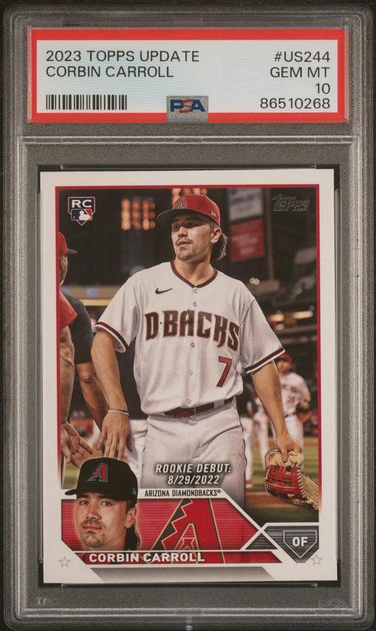 Graded 2023 Topps Update Corbin Carroll #US244 Rookie RC Baseball Card PSA 10 Gem Mint
