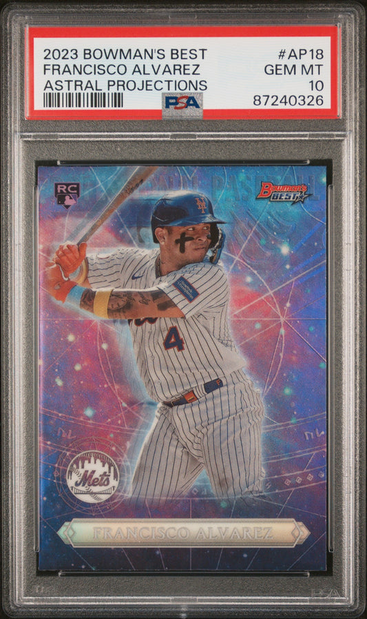 Graded 2023 Topps Bowmans Best Francisco Alvarez #AP18 Astral Projections Rookie RC Baseball Card PSA 10 Gem Mint