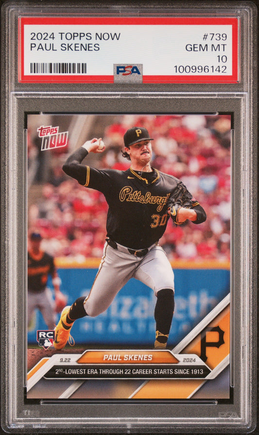 Graded 2024 Topps Now Paul Skenes #739 Rookie RC Baseball Card PSA 10 Gem Mint
