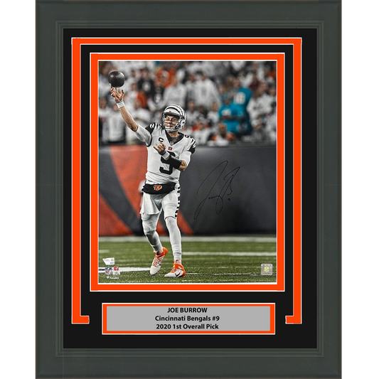 Framed Autographed/Signed Joe Burrow Cincinnati Bengals 16x20 Football Photo Fanatics COA #2