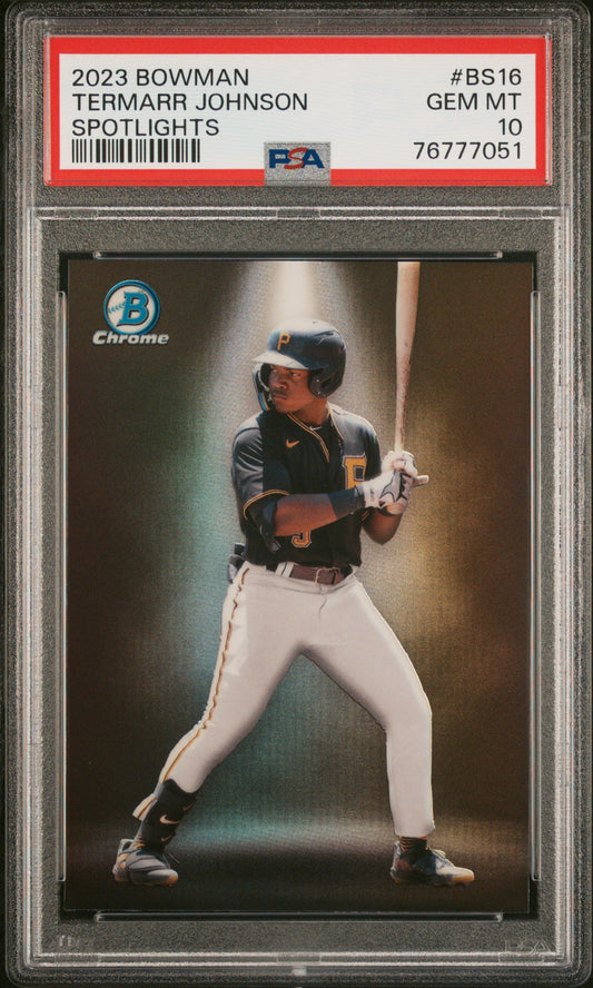 Graded 2023 Topps Bowman Termarr Johnson #BS16 Spotlights Rookie RC Baseball Card PSA 10 Gem Mint