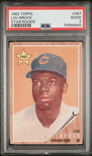 Graded 1962 Topps Star Rookie Lou Brock #387 Rookie RC Baseball Card PSA 2 Good