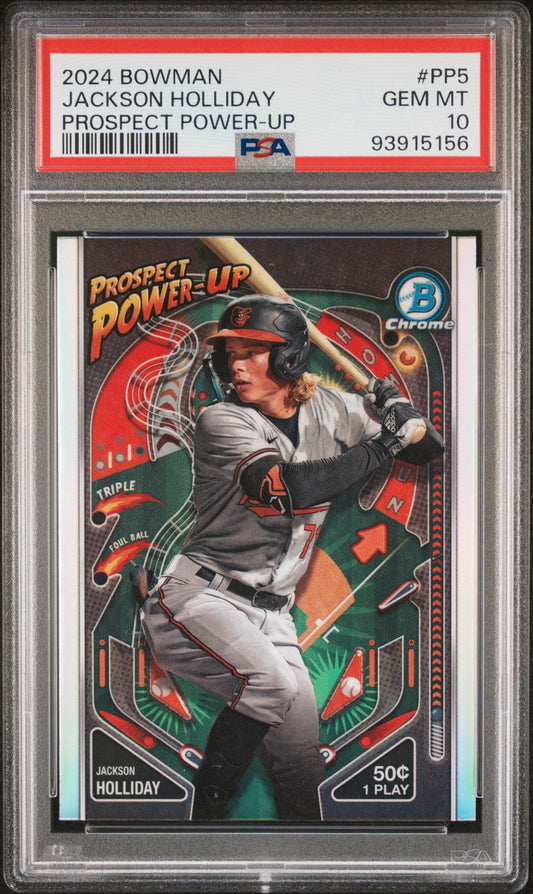 Graded 2024 Topps Bowman Jackson Holliday #PP5 Prospect Power Up Rookie RC Baseball Card PSA 10 Gem Mint