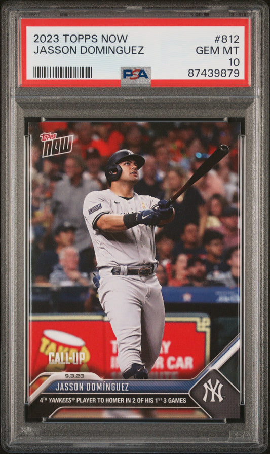 Graded 2023 Topps Now Jasson Dominguez #812 Rookie RC Baseball Card PSA 10 Gem Mint