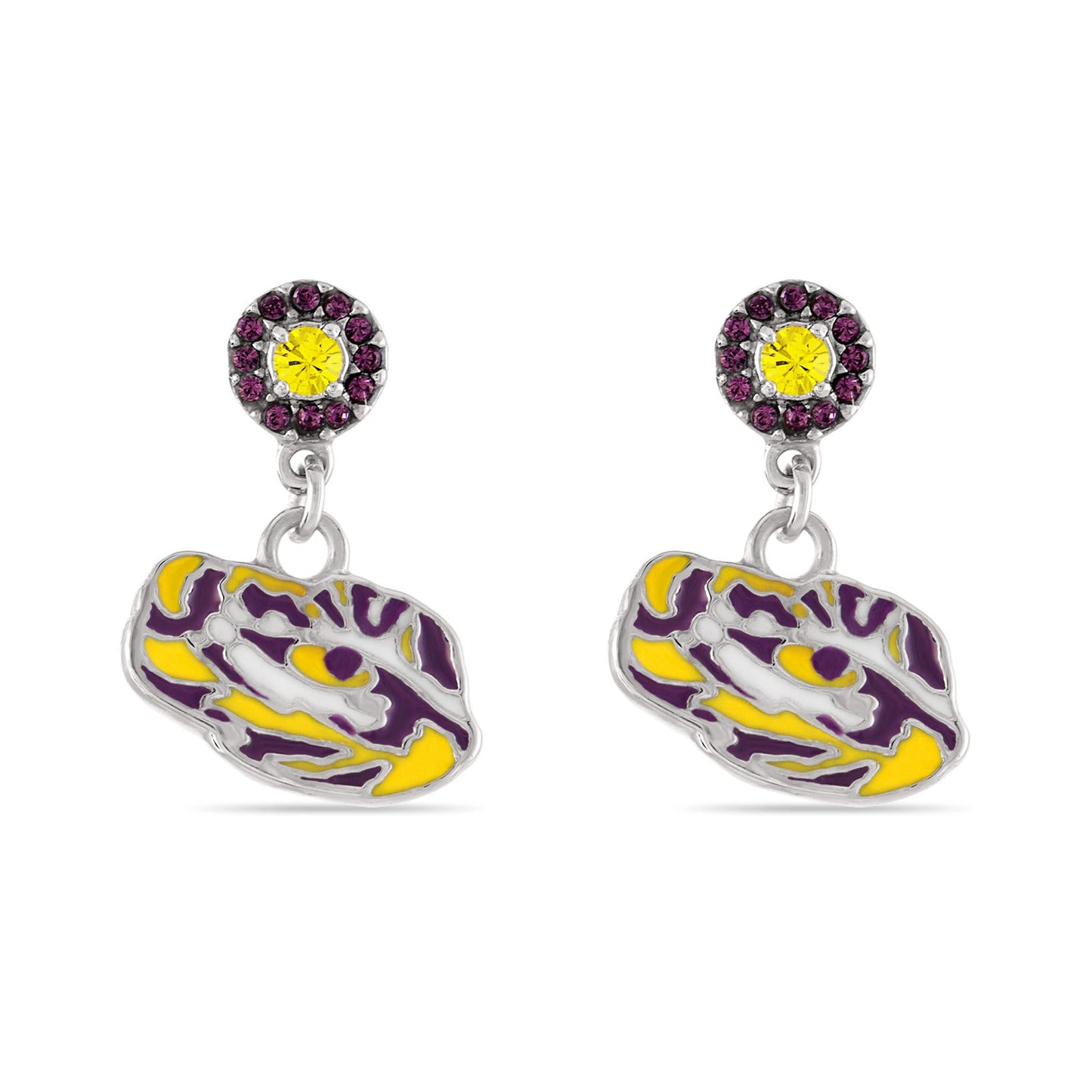 LSU Tiger Eye Crystal Drop Earrings