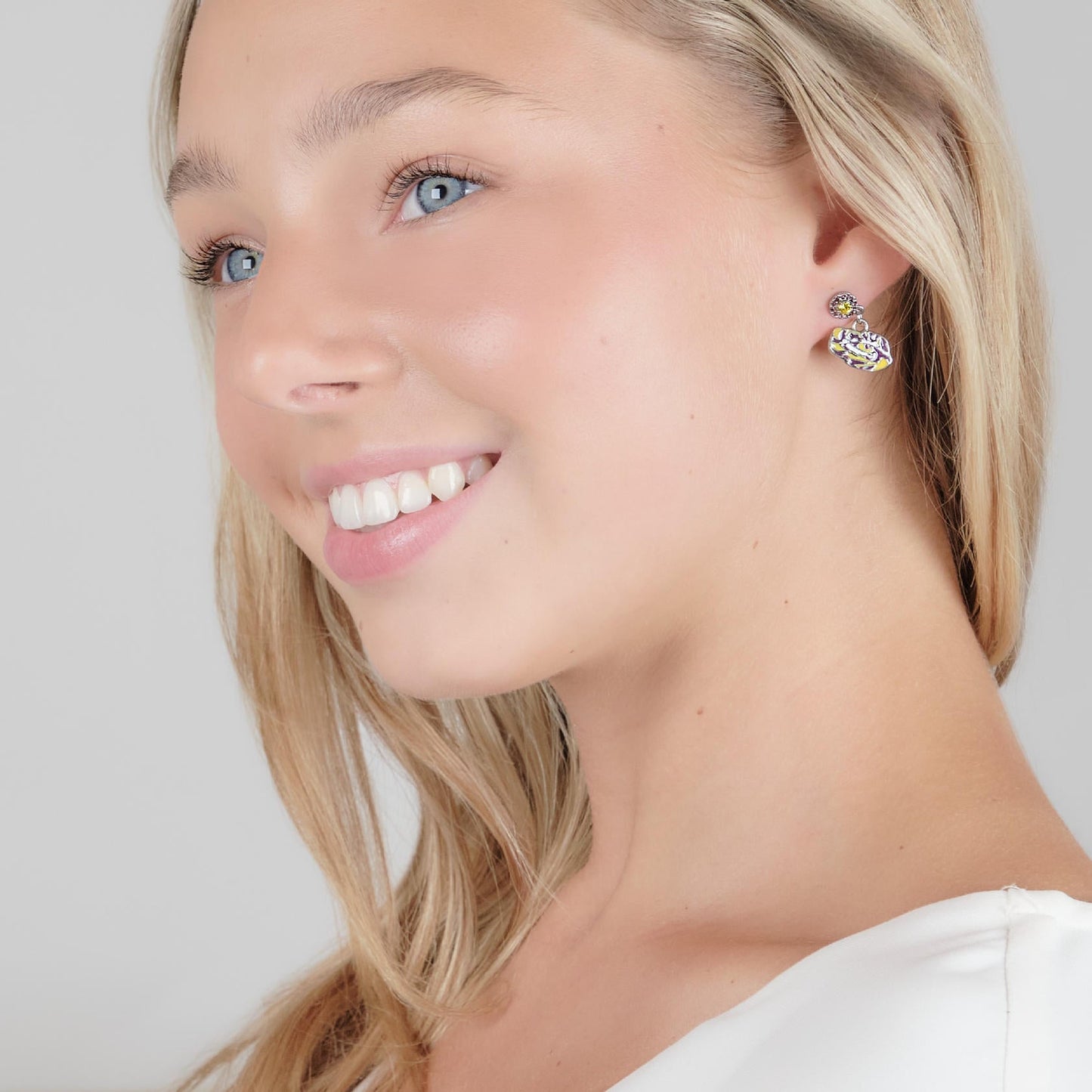 LSU Tiger Eye Crystal Drop Earrings