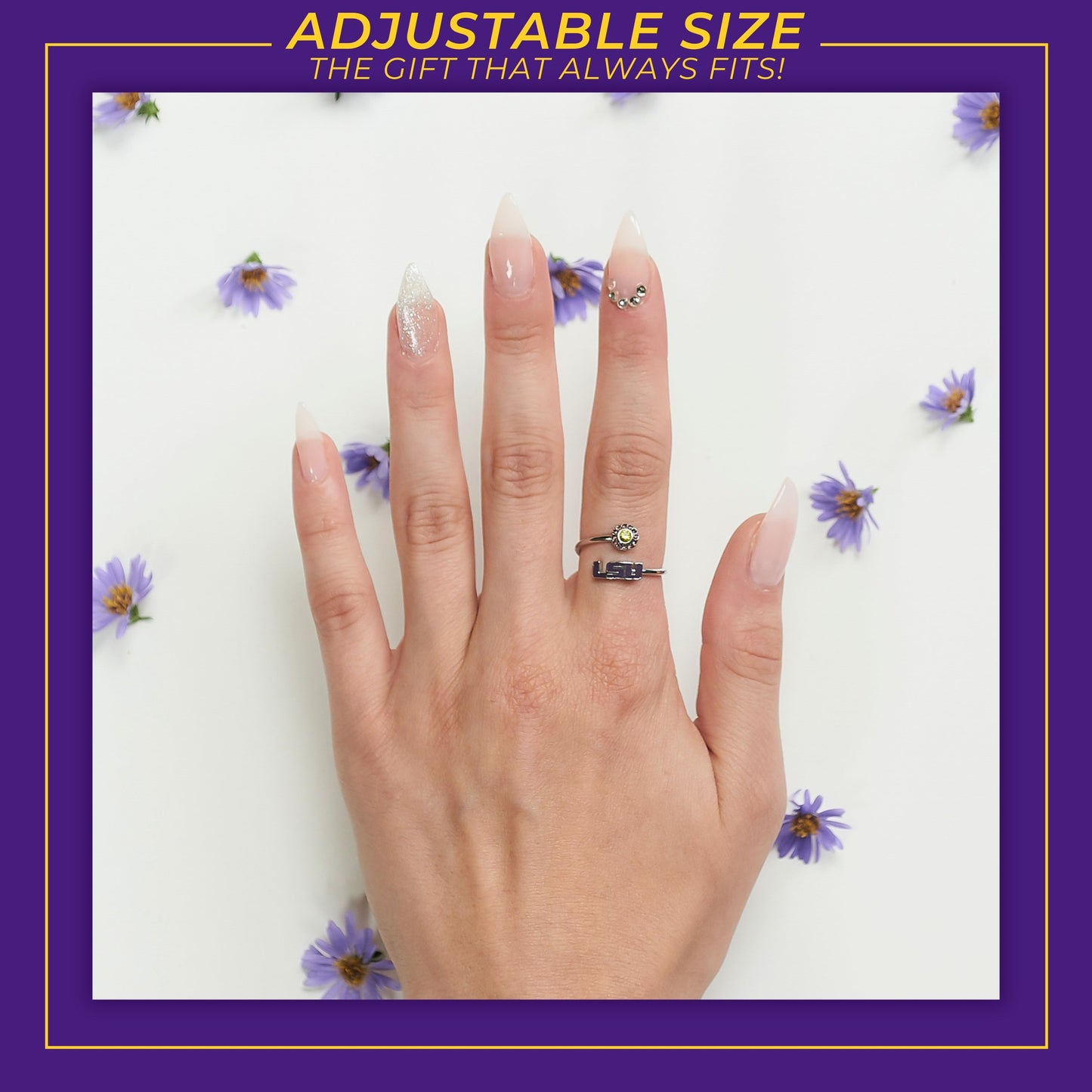 Louisiana State University LSU Logo Ring - Adjustable