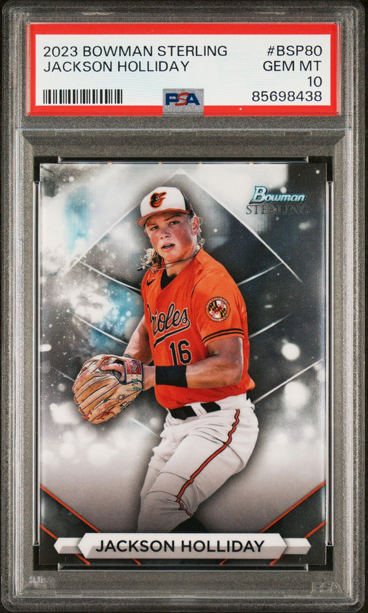 Graded 2023 Topps Bowman Sterling Jackson Holliday #BSP80 Rookie RC Baseball Card PSA 10 Gem Mint